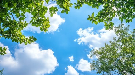 Fototapeta premium Blue Sky and Green Leaves