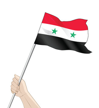 recommend clip art: hand holding a waving syria flag vector