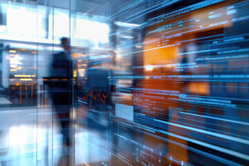 Financial professionals monitor stock market data in modern newsroom environment