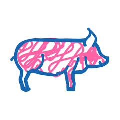pig farm animal doodle icon sketch vector. pig farm animal sign. isolated symbol illustration