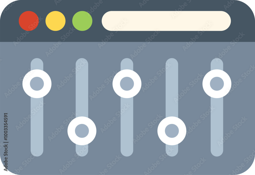 Poster simple icon of a software interface window displaying a control panel with vertical adjustment slide