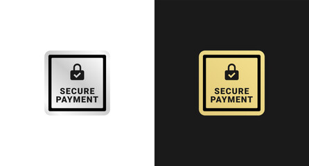 Secure payment label or 100% Secure label vector isolated. Secure payment label for product packaging design element. 100% Secure payment label for packaging design element.