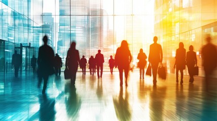 Silhouettes of People Walking in a Modern City