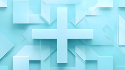 Obraz premium Abstract medical cross shape medicine and science concept on soft blue background.