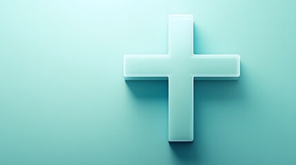 Obraz premium Abstract medical cross shape medicine and science concept on soft blue background.