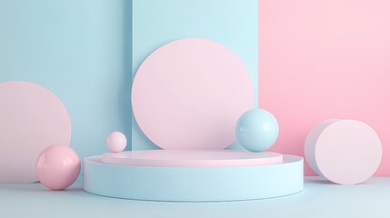 Fototapeta premium Abstract Geometric Shapes with a Pink and Blue Color Palette