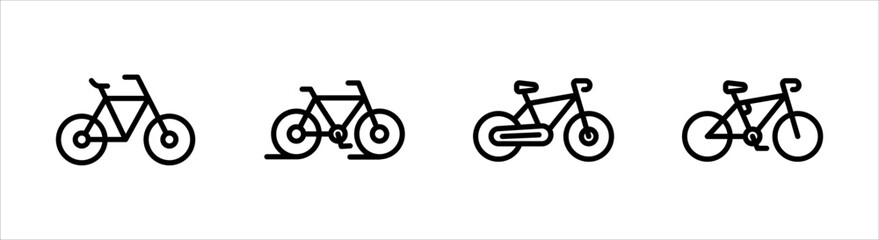 Bicycle icon set, isolated on white background.