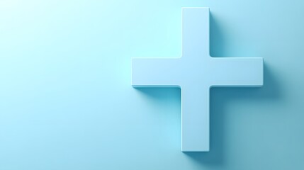 Abstract medical cross shape medicine and science concept on soft blue background.