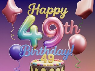 49th Birthday with Shiny Golden Numbers