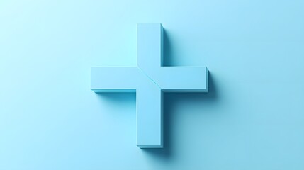 Obraz premium Abstract medical cross shape medicine and science concept on soft blue background.