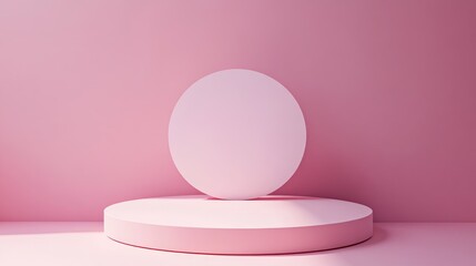 A Pink Circle on Top of a Pink Cylinder Against a Pink Background