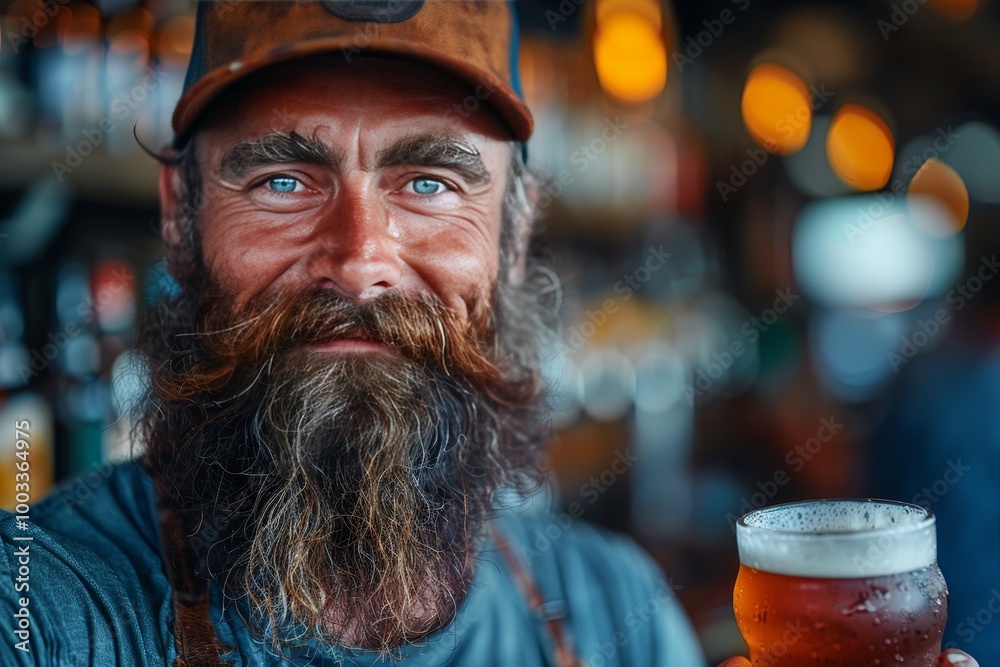 Wall mural young brewer embracing unique beer culture a hipster s enjoyment of craft beer in summer