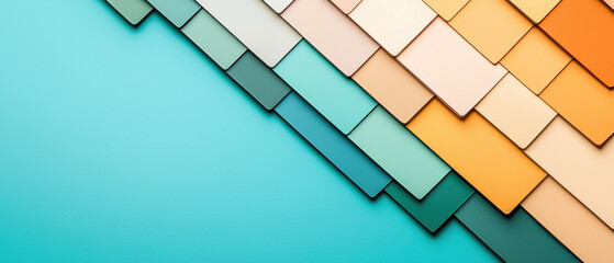 Slats personalizados com sua foto Colorful geometric pattern with overlapping tiles on a soft blue background