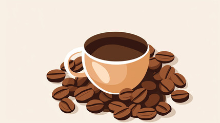 Obraz premium Simple Flat Coffee Grain Vector Illustration on Transparent and White Background | Minimalistic Coffee Bean Design.