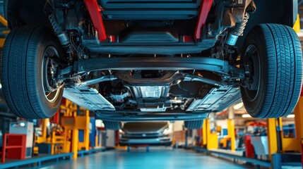 Undercarriage of a Car in a Garage