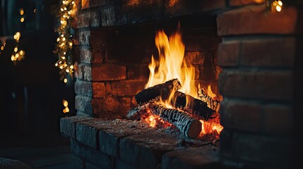 A cozy fireplace with glowing embers and dancing flames, creating a warm and inviting atmosphere for relaxation and comfort.