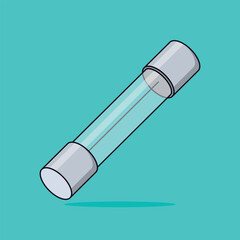 A Cartoon Vector Icon Illustration of a D – Type Cartridge Fuse Signifying electronics components Object Icon Concept