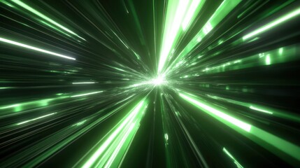 Obraz premium Abstract Green Light Tunnel