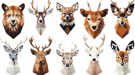Obraz premium Polygonal Deer Head Silhouette Graphic Collection in Wildlife Nature
