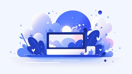  responsive web design featuring a blue color theme and integrated with plants. This design emphasizes the harmony between technology and nature, creating a refreshing and modern aesthetic.