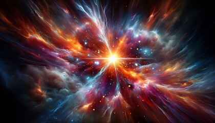 A vibrant cosmic explosion of radiant colors illuminating the universe.