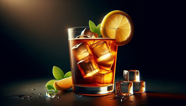  Refreshing iced tea with lemon and mint, perfect for a summer day.