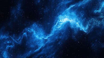 A Swirling Blue Nebula in a Starry Night Sky