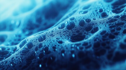 Abstract Blue Foamy Surface with Interconnected Bubbles
