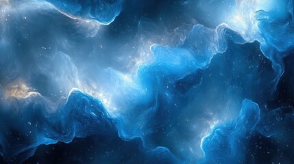 Fototapeta premium Abstract Cosmic Nebula with Swirling Blue and White Clouds