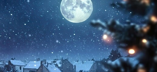 Obraz premium A jolly Santa Claus sits on a chimney under a starry night, capturing the essence of a magical Christmas eve.