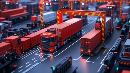 Industrial Trucking Scene in Modern Logistics Hub