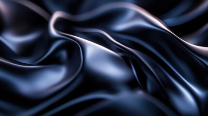 Fototapeta premium Abstract Draped Dark Blue Satin Fabric with Smooth Curves and a Subtle Shimmer