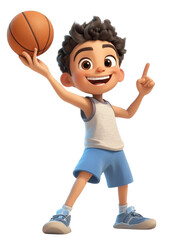 Basketball Cartoon Character PNG with White Background - Sports Theme