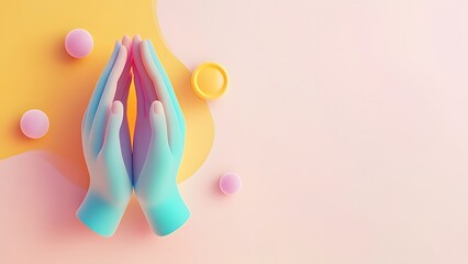 Colorful Abstract Hands in Prayer Position Banner Background