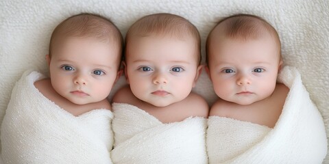 Adorable Triplets Wrapped in Blankets