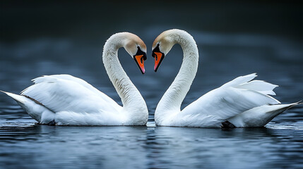 Fototapeta premium Two love swans in the lake
