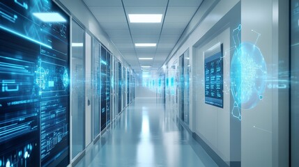 Fototapeta premium A healthcare medical devices protected by advanced firewalls and cybersecurity protocols, preventing cyber threats.