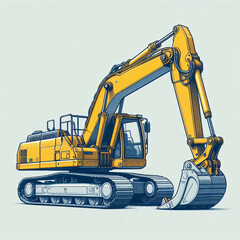 A large yellow excavator with a powerful arm and bucket