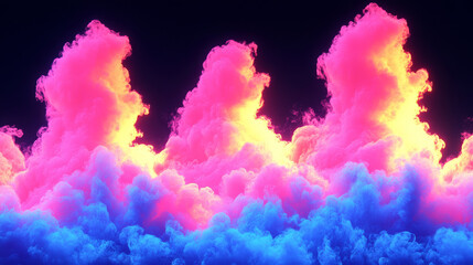 Fototapeta premium Abstract pink, yellow, and blue smoke.