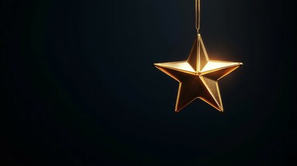 Fototapeta premium A Golden Star Ornament Hanging Against a Dark Background