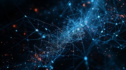 A vibrant digital representation of interconnected plexus lines in blue and pink