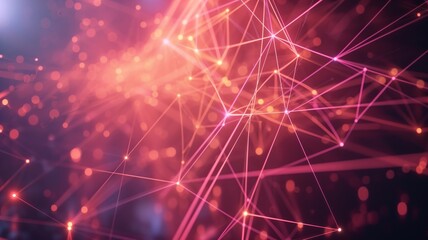 Fototapeta premium A dynamic digital network visualization with vibrant red and blue plexus lines