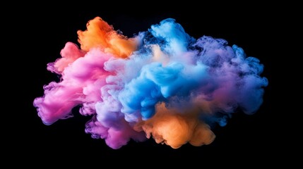 Fototapeta premium An abstract artwork with colorful paint splash on a solid black background, professional illustration