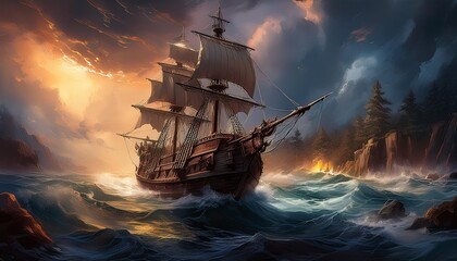 Obraz premium ship in the sea