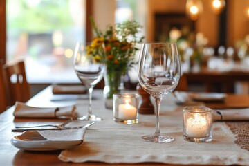 Fototapeta premium A serene dining setting where mindful eating is encouraged, with slow, deliberate bites and full awareness of the present moment.