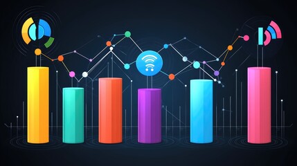 Colorful 3D Bar Chart Visualization in Neon Style