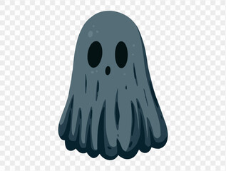 Scary ghost isolated on png or transparent background.Halloween party banner. vector
