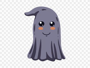 Happy cute smile ghost isolated on png or transparent background.Halloween party banner. vector