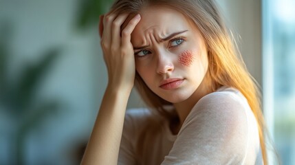 Obraz premium Young Woman with Skin Condition