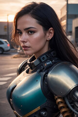 Cyborg woman. Generative AI